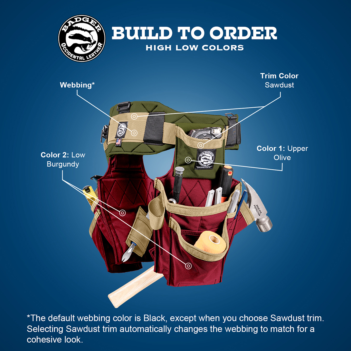 Web-Custom Graphic High Low A graphic showing the color configuration for Badger Tool Belts' High Low Color Configuration