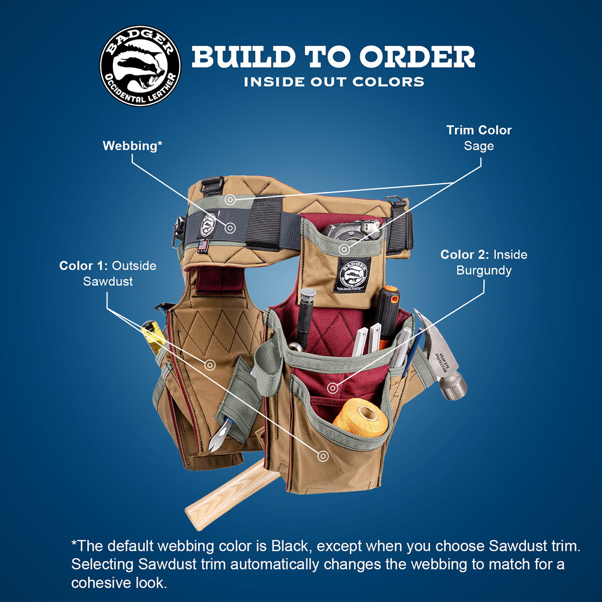 Web-Custom Graphic InOut A graphic showing the color configuration for Badger Tool Belts' Inside-Out Color Configuration